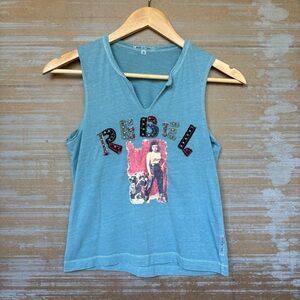 Major De*lema Vintage Cut Out Graphic Tank Rebel Western Y2K Cowgirl Womens S